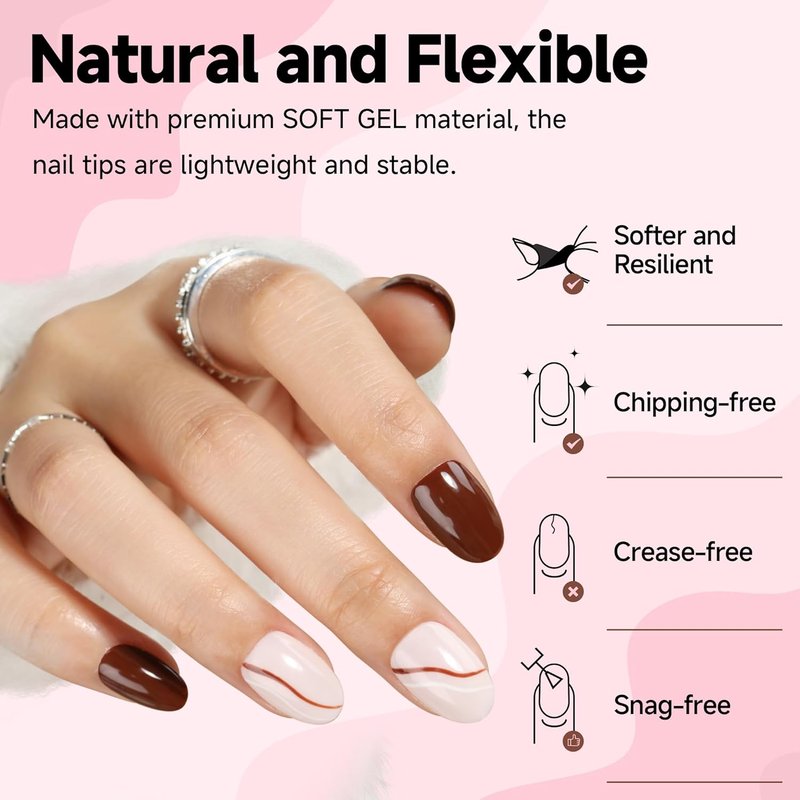 Oval Round Gel Nail Tips - 504pcs Half Matte Short Nail Extensions | 12 Sizes for Press-On Nails