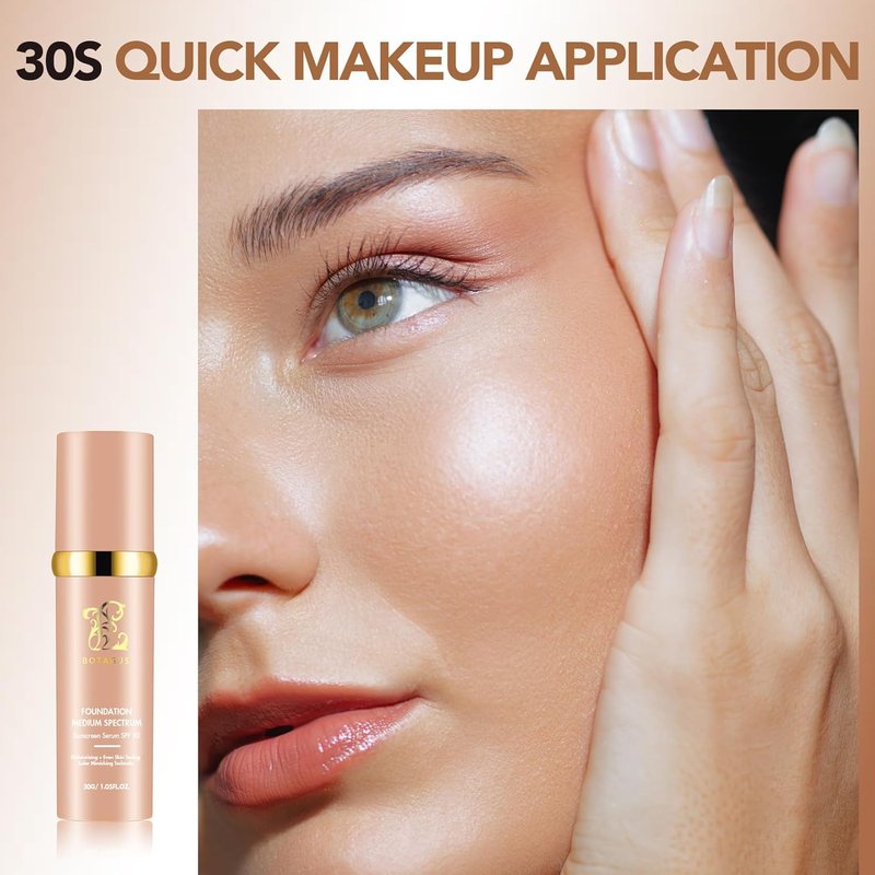 Match Cosmetics Foundation - 4-in-1 Medium Spectrum Liquid Makeup with SPF 50+ | Lightweight, Longwearing & Waterproof (2 Pack)