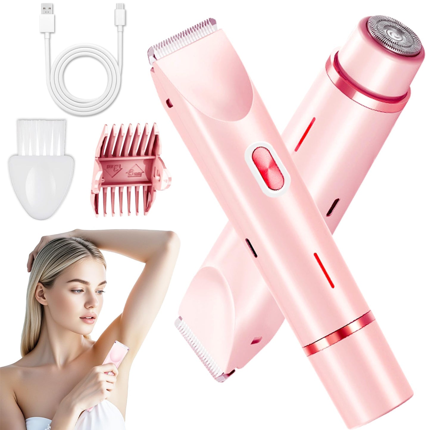 XDesign Bikini Trimmer for Women, 2 in 1 Electric Razors for Women, Dermave Bikini Shaver, IPX7 Waterproof & Easy Cleaning, Ceramic Blade, 120 Min Cordless Runtime, Ultra Low Silent