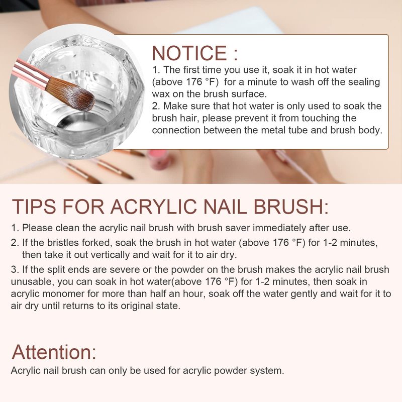 Saviland Acrylic Nail Brush Set - 10PCS Kolinsky Acrylic Nail Brushes for Acrylic Application, Professional Acrylic Powder Brushes for Nail Art Extension & 3D Carving Size 4/6/8/10/12/14/16/18/20/22