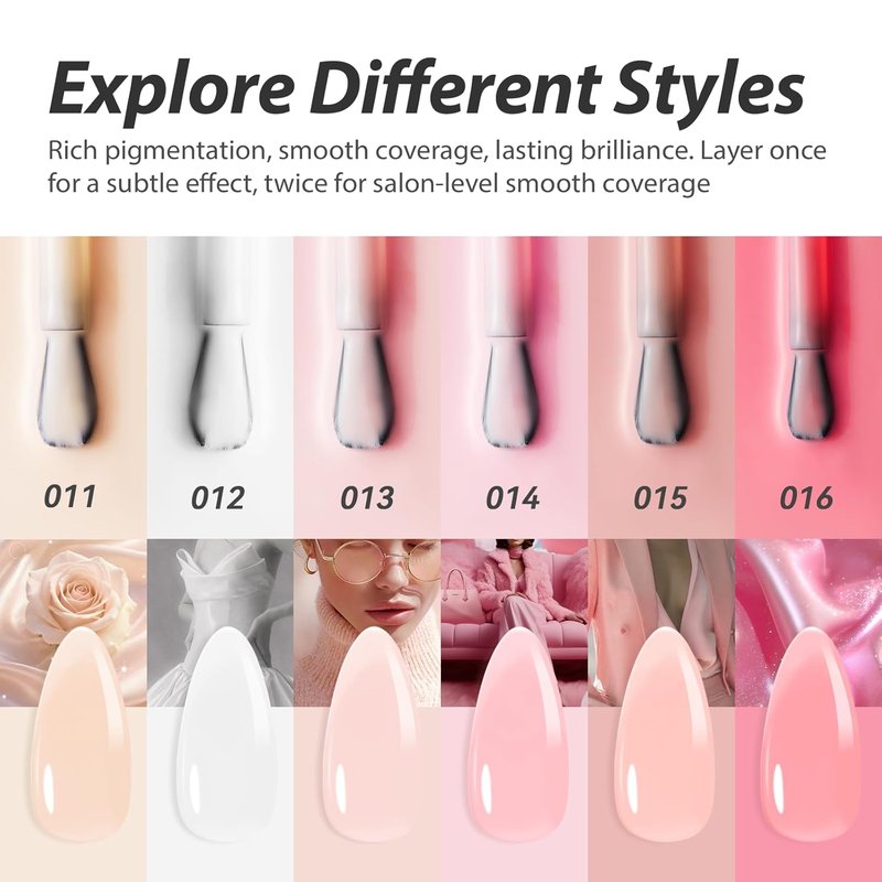 Makartt Gel Nail Polish Set - 6 Sheer Transparent Colors for Salon-Grade DIY Manicure | 15ml Each