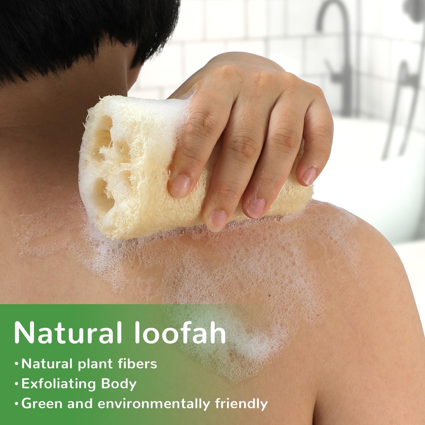 4-Pack Natural Loofah Sponges for Exfoliating Body Scrub, Plant-Based Bath Sponges for Men & Women, Eco-Friendly Back & Face Scrubber, Reusable Shower Loofah