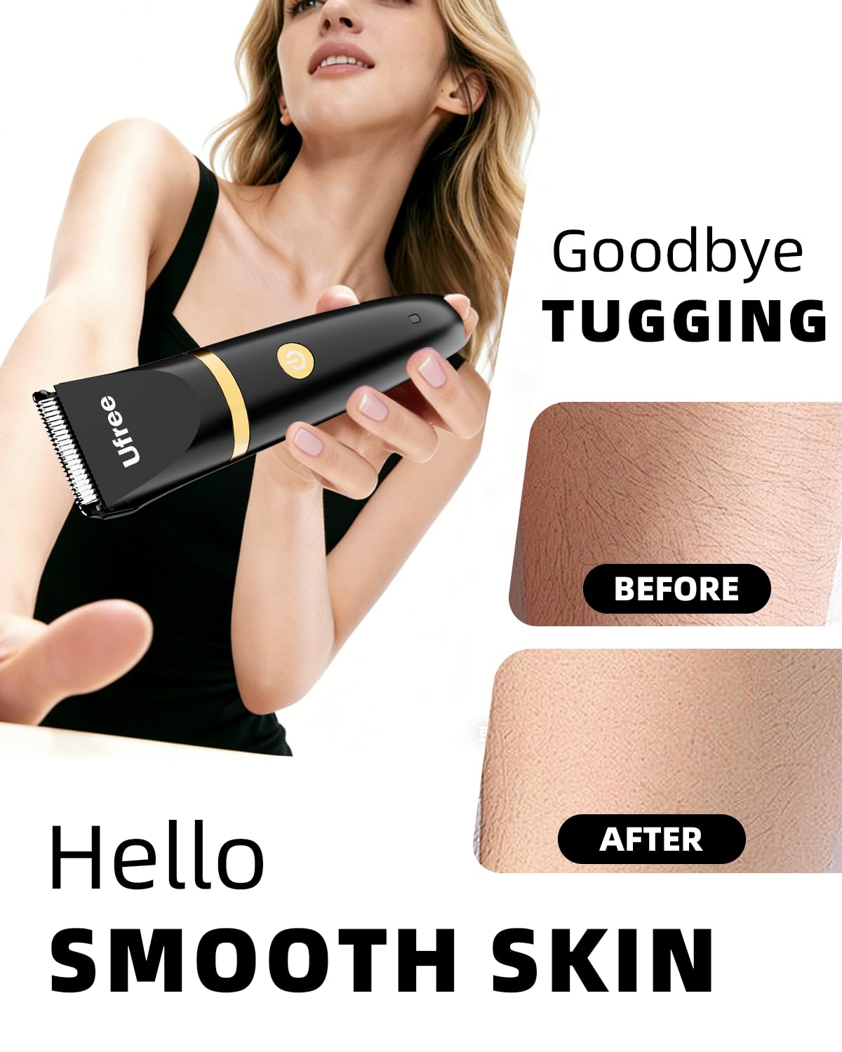 Ufree Bikini Trimmer - Rechargeable Electric Razor for Women | IPX7 Waterproof, Black Body Hair Shaver