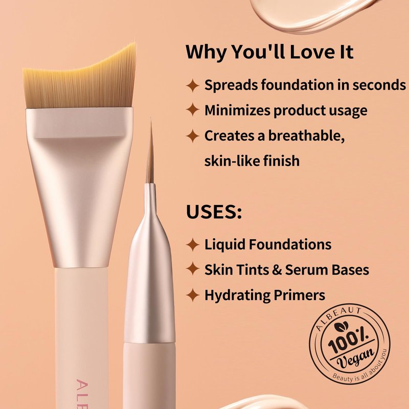 Albeaut Untra-thin Flat Foundation Brush, Spatula Foundation Brush for Liquid Makeup Synthetic Bristles Base Makeup Brush for Seamless Application, Vegan & Cruelty-free P06