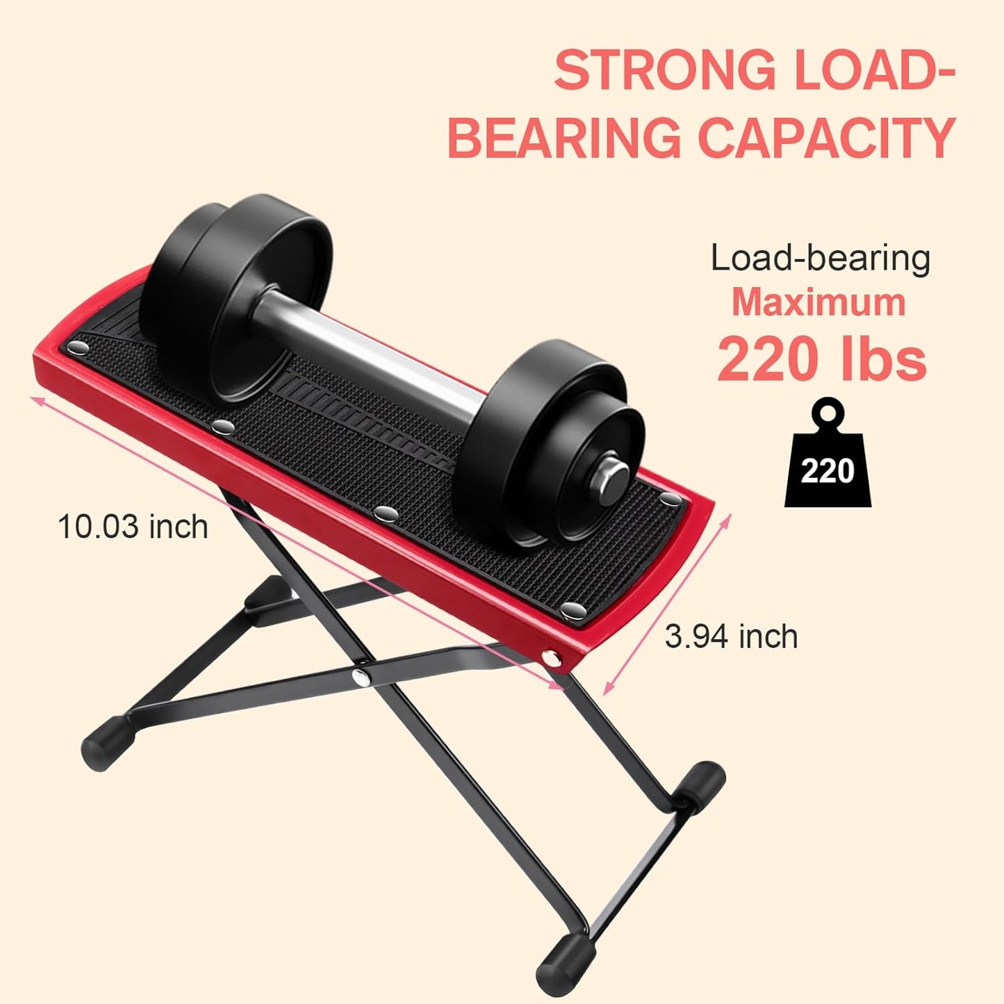 Subay Pedicure Foot Rest - 6-Height Adjustable Non-Slip Stand for Easy Home Pedicures | Red