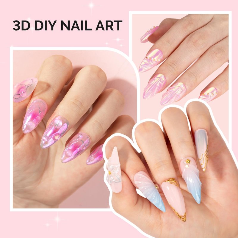 MelodySusie 3D Gel Nail Art, Clear Sculpting Gel No Wipe Nail Art Gel for Molding, Painting, Chrome Powder & Rhinestone Glue, UV/LED Cured 3D Nail Design 15g