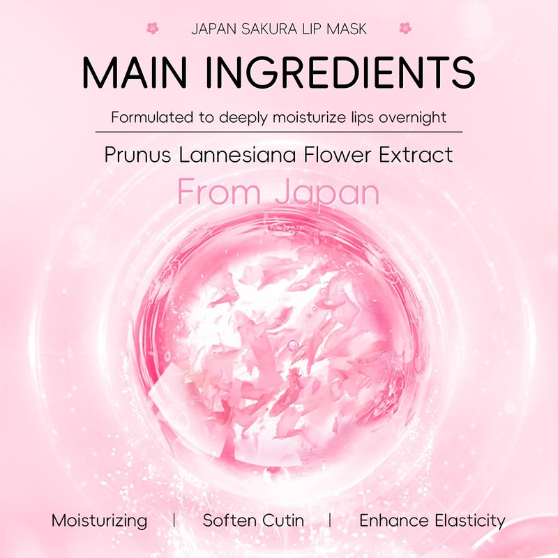 BEUKING Sakura Lip Mask Mud Overnight Anti-oxidant Day and Night Repair Sleeping Lip Balm Moisturizing Reduce Lip Line Delicate Skin for Women Prevention Dry Crack Lip Scrubs Exfoliator (15 g/0.53 oz)