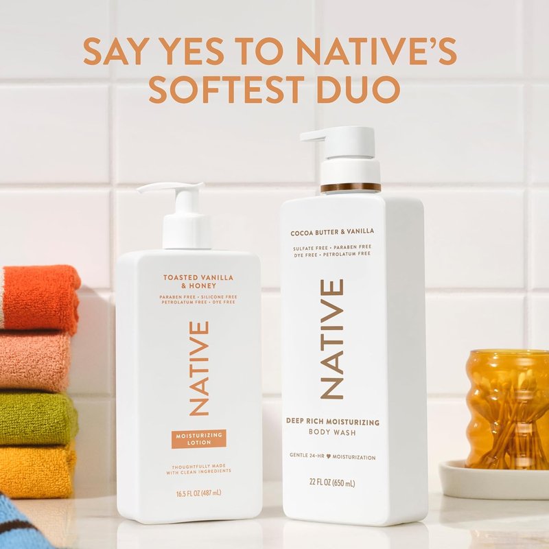 Native Body Lotion - Naturally Derived Plant-Based Moisturizers for All Skin Types | Toasted Vanilla & Honey, 16.5 fl oz