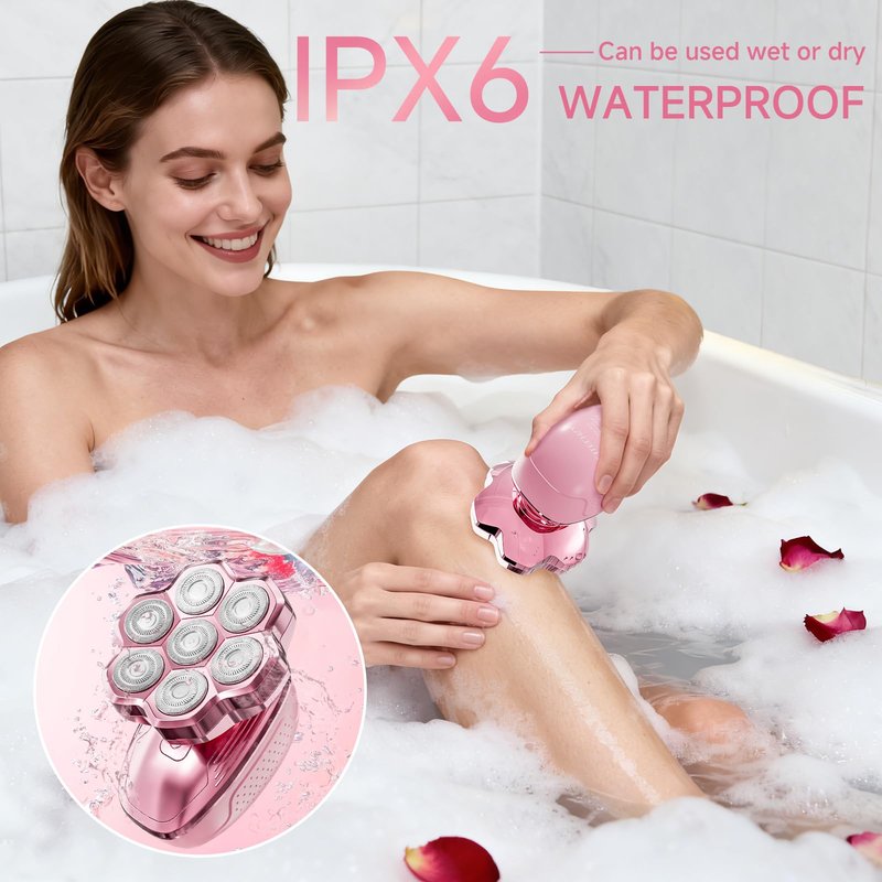 Electric Razors for Women Legs, 5-in-1 Electric Shaver for Women & Body Shaver, Waterproof Wet/Dry 7-Blade Women’s Electric Shaver with Womens Facial Hair Shaver for Lady Face Underarms Public