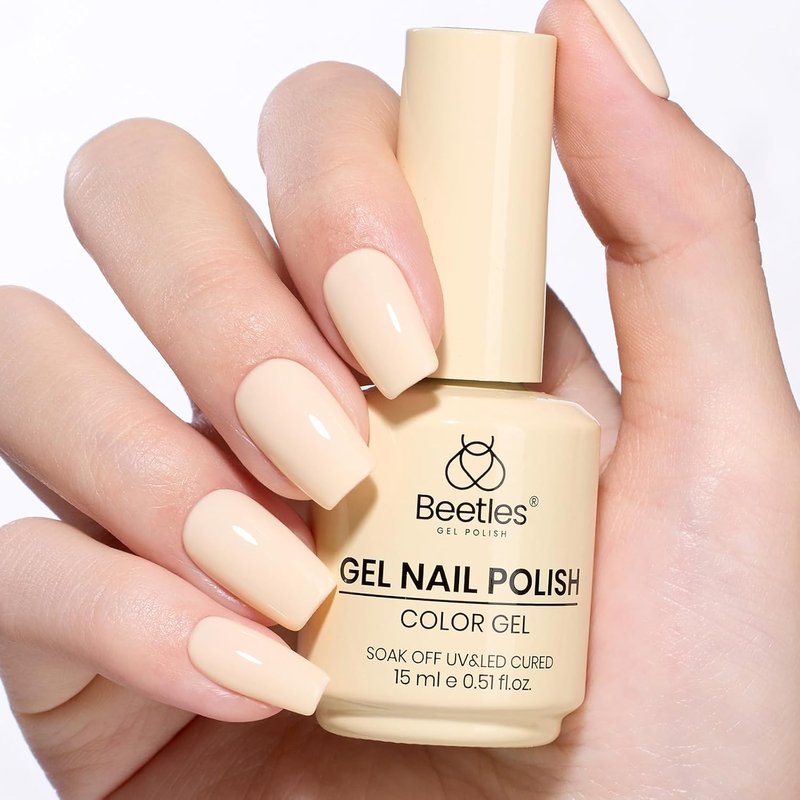Beetles Yellow Gel Nail Polish - Soft Butter Yellow UV Soak Off | 15ML Long-Lasting Pastel Nail Art