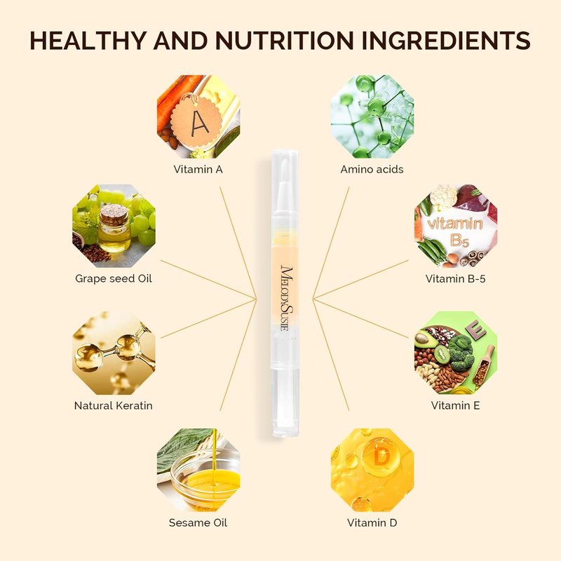 MelodySusie Cuticle Oil Pen Set - 6 Pcs Moisturizing Formula with Vitamin E for Softening & Repairing Cuticles