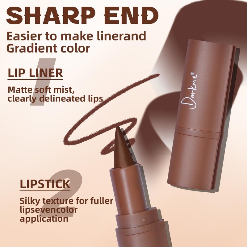 HOSAILY Lip Liner Gloss Set, Dark Brown Plumping Lip Liner Lip Pencil Moisturizing Lightweight Lip Gloss Lip Combo, High Shine Glossy Lip Tint Lip Stain Makeup Long Lasting Lip Contour for Women