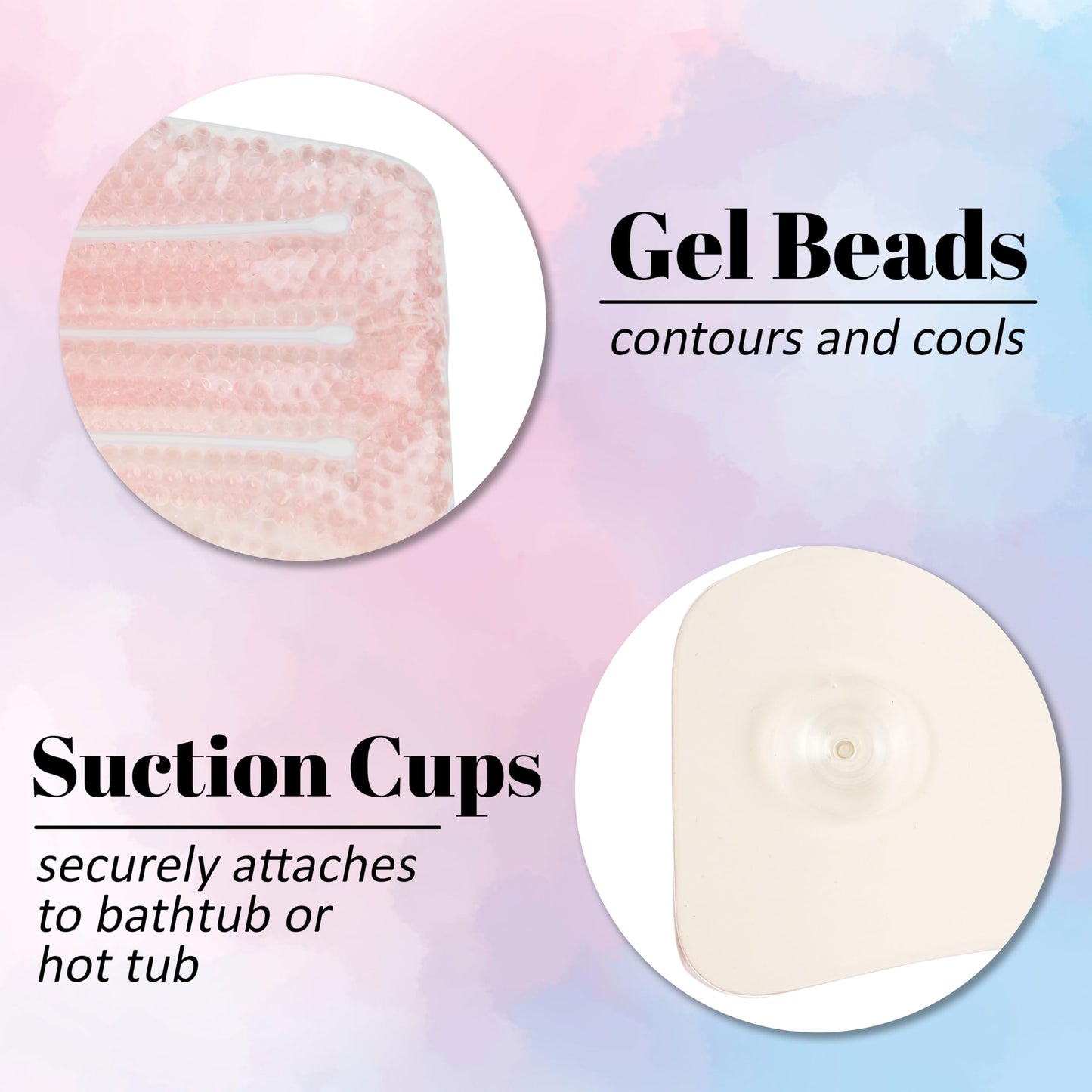 Glitter Gel Spa Pillow – Cooling Bathtub & Hot Tub Relaxation Cushion | Neck & Head Support Bath Pillow | Luxury Bath Products & Spa Accessories for Women – Ultimate Comfort