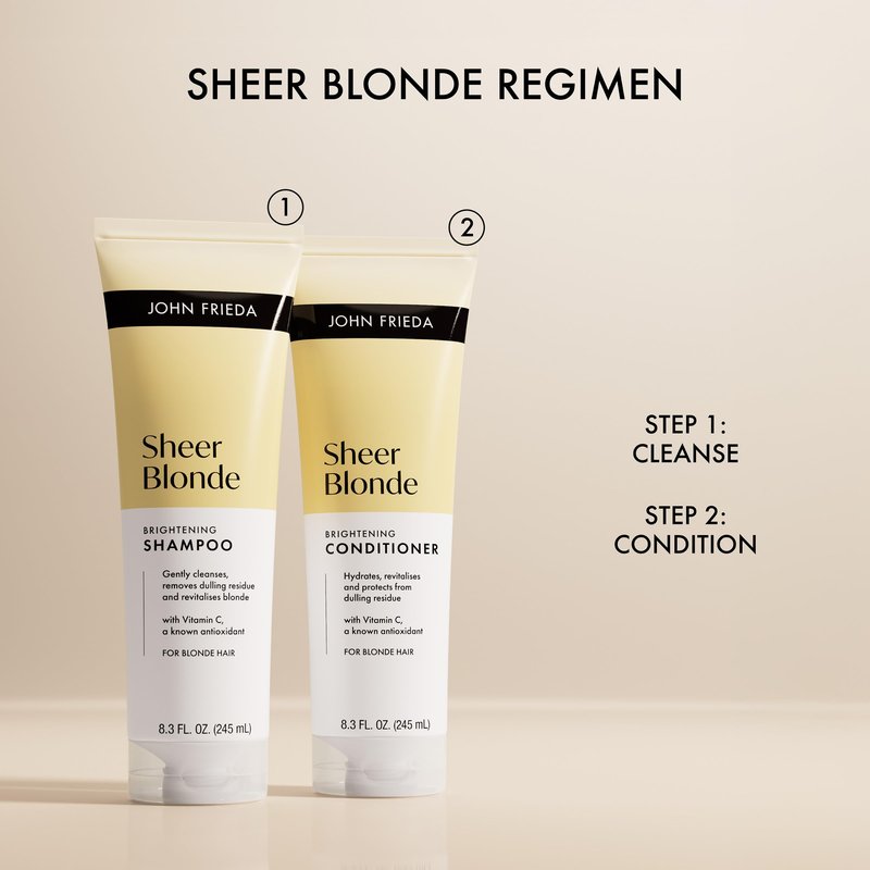 John Frieda Sheer Blonde Brightening Conditioner, Blonde Conditioner, 8.3 Fl Oz, Pack of 2