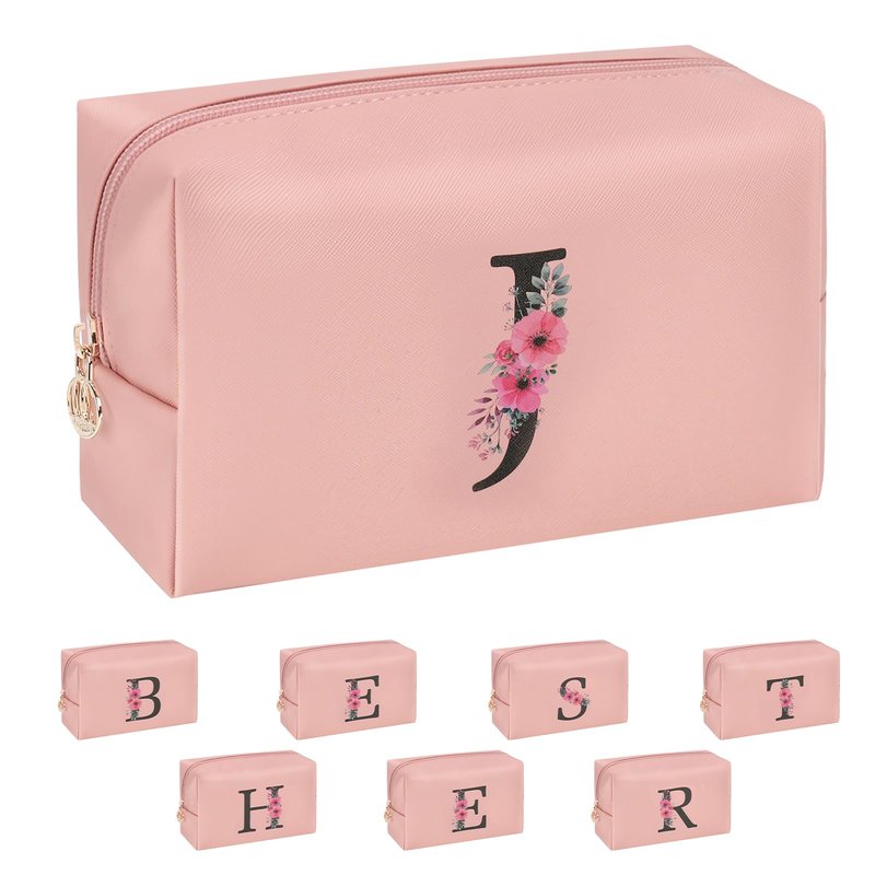 Initial Makeup Bag for Women, Travel Makeup Bag Small Cosmetic Bag, Birthday Gifts for Girls and Women, Teen Girls Gifts Trendy Stuff, Personalized Gifts for Grandkids Teacher Friends Bride Bridesmaid