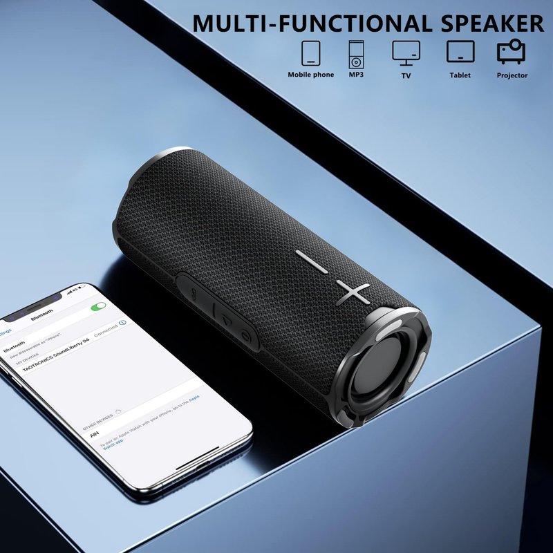 BYANDBY Bluetooth Speaker with IPX5 Waterproof 2 Portable, Long Playtime, Wireless Stereo Pairing, 12W Stereo Sound, BT 5.3, Bassup, Electronics for Home, Shower, Outdoors, Travel(Black)