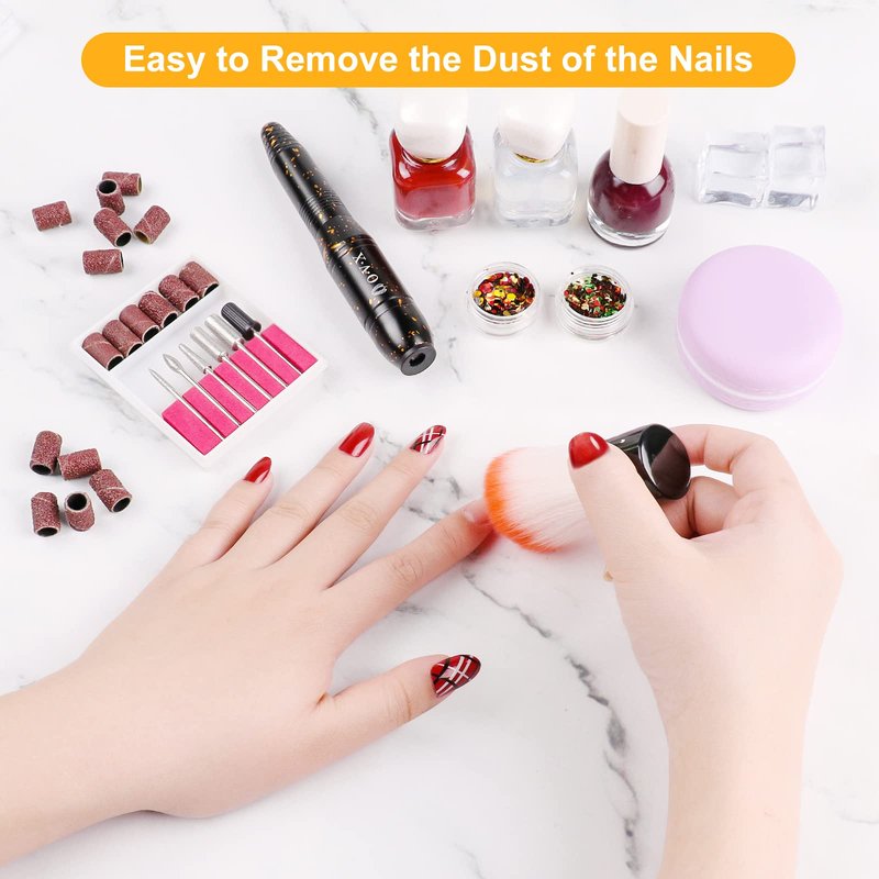Portable Electric Nail Drill Machine, 20000RMP Nail Drills for Acrylic Nails Professional Manicure Pedicure Set Polishing Shape Tools with Nail Drill Bits,Sanding Bands and Brush(Gold Black)