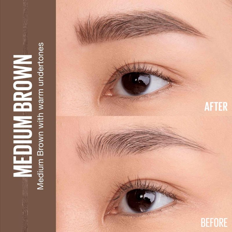 Maybelline Eyebrow Pencil - Ultra Slim Precision Tip & Spoolie for Defined Brows | Medium Brown, 1 Count