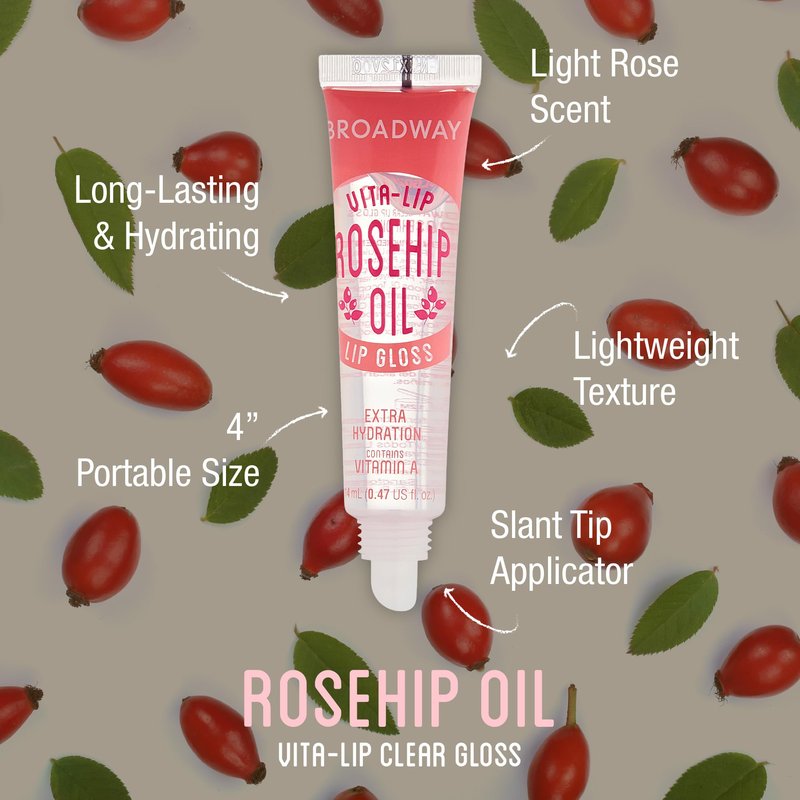 Ruby Kisses Broadway Vita-Lip Clear Lip Gloss (Rosehip Oil 48 Pack), Ultra-Hydrating & Soothing Formula with Vitamin Oils, High-Shine Non-Sticky Finish, Healing Glossy Lip Balm With Vitamin A
