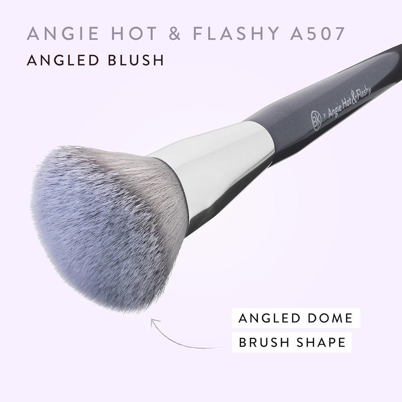 BK Beauty - Angie Hot & Flashy A507 Angled Blush Brush - Fluffy Brush for Seamless Blush, Bronzer & Contour Finish