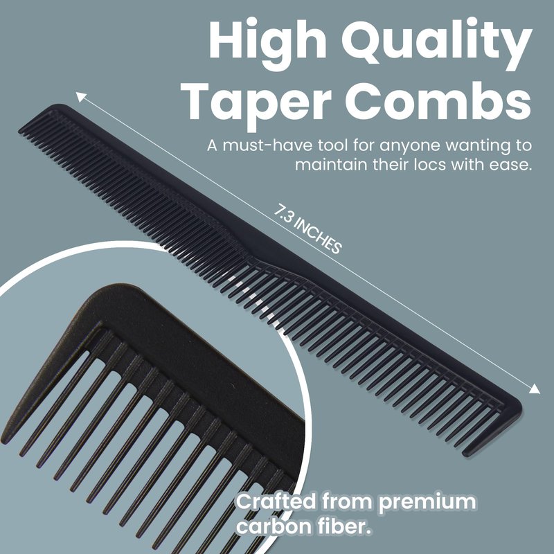 Premium Carbon Fiber Barber Combs - 4 Pack - Heat Resistant Barbers Comb, 7.3 Inch - Ideal for Home and Professional Use, Taper
