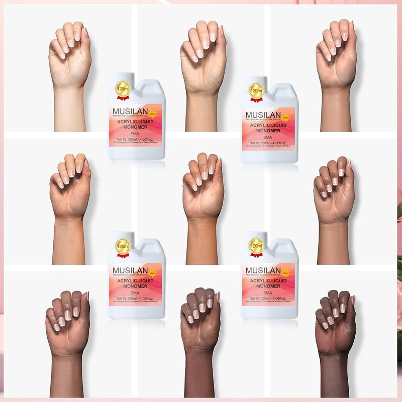Monomer Acrylic Nail Liquid 4oz for Acrylic Powder - Professional Acrylic Liquid Monomer for Acrylic Nails Extension with 5pcs Acrylic Nail Brush Dappen Dish for Beginners DIY at home Non-Yellowing