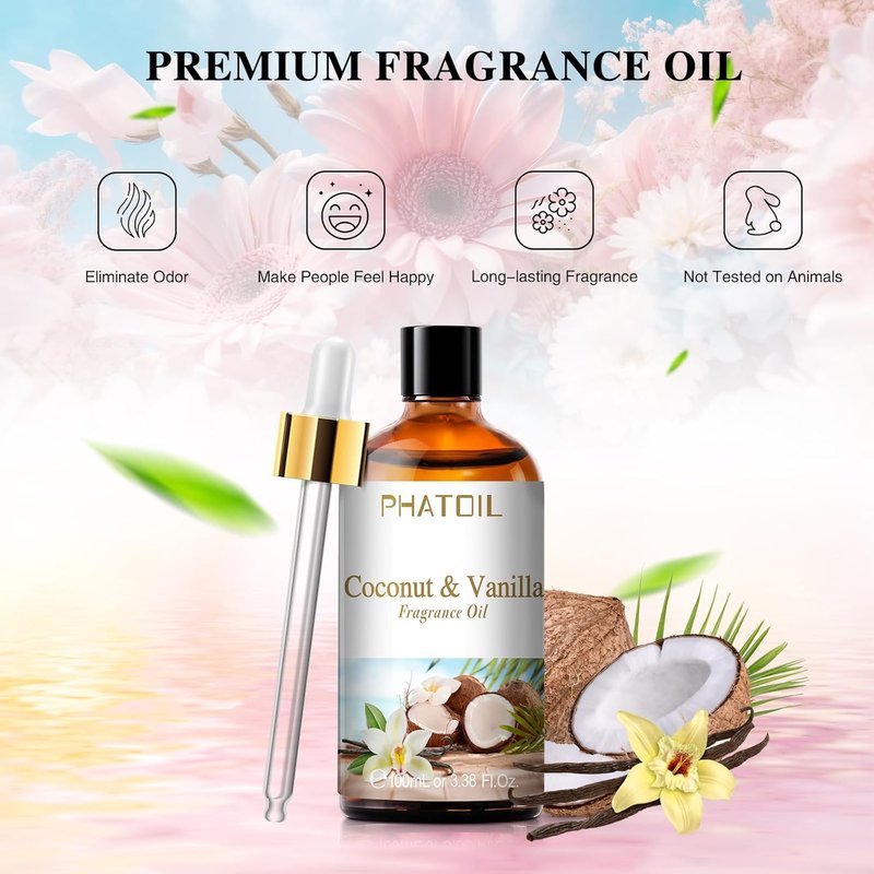 Coconut & Vanilla Fragrance Oils - Aromatherapy Essential Oils for Diffusers | 3.38 FL OZ (100ml)