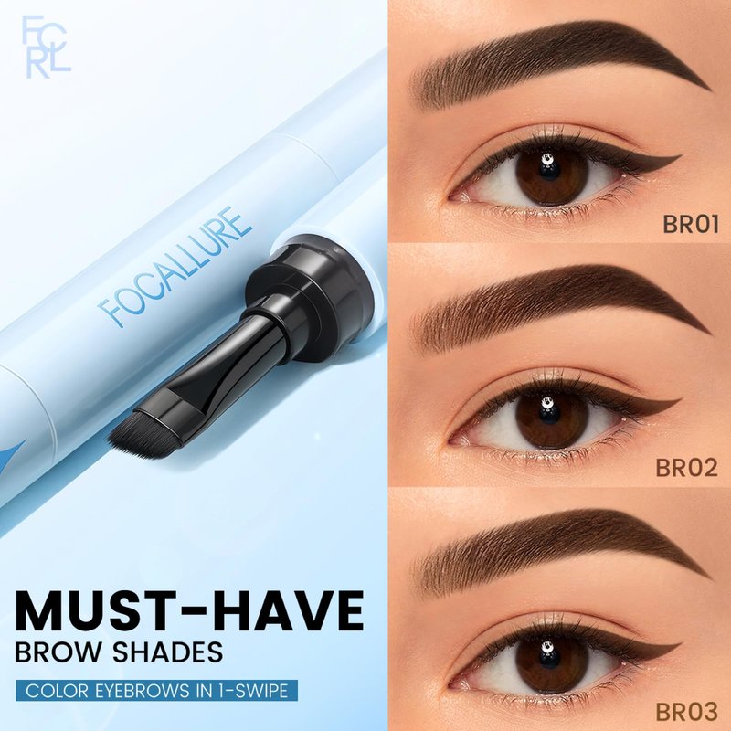 FOCALLURE Pro-stay No Smudge Eyebrow Pomade, 2-in-1 3D Brow Pomade with Brush, Waterproof & Sweat-proof Eyebrow Color Cream, Fills and Shapes Brows, Dark Brown