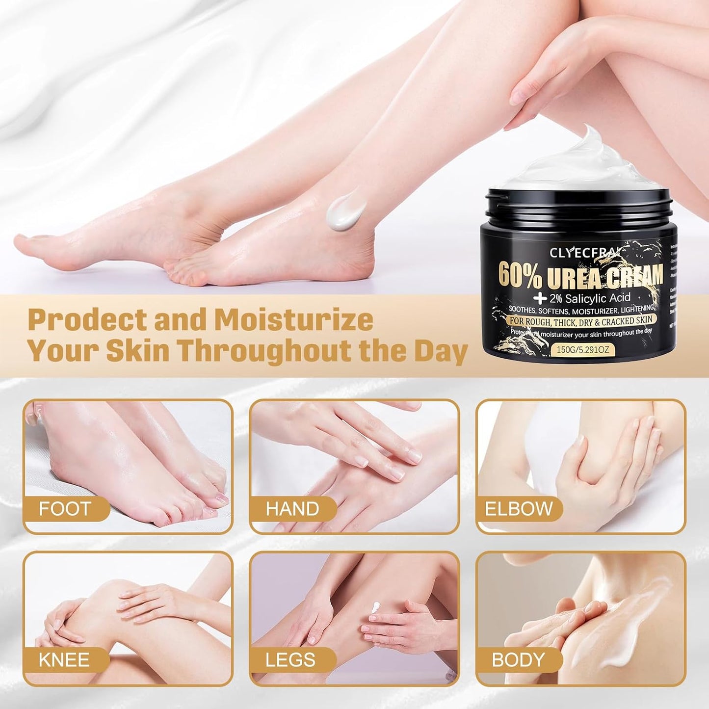 Urea Cream 60% with 2% Salicylic Acid - Maximum Strength Moisturizer for Dry, Cracked Skin | 150g