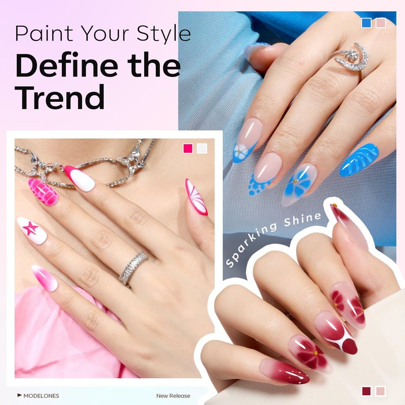 Modelones Gel Nail Polish Set - 6 Vibrant Colors for Summer | Hot Pink, Blue, Milky White & More with Nail Art Tools