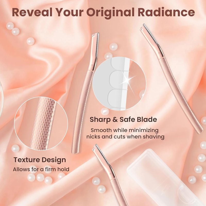 AIBRIT PRO Dermaplaning Tool - Professional Facial Razor for Peach Fuzz & Eyebrows | 12 Replaceable Blades, Silver
