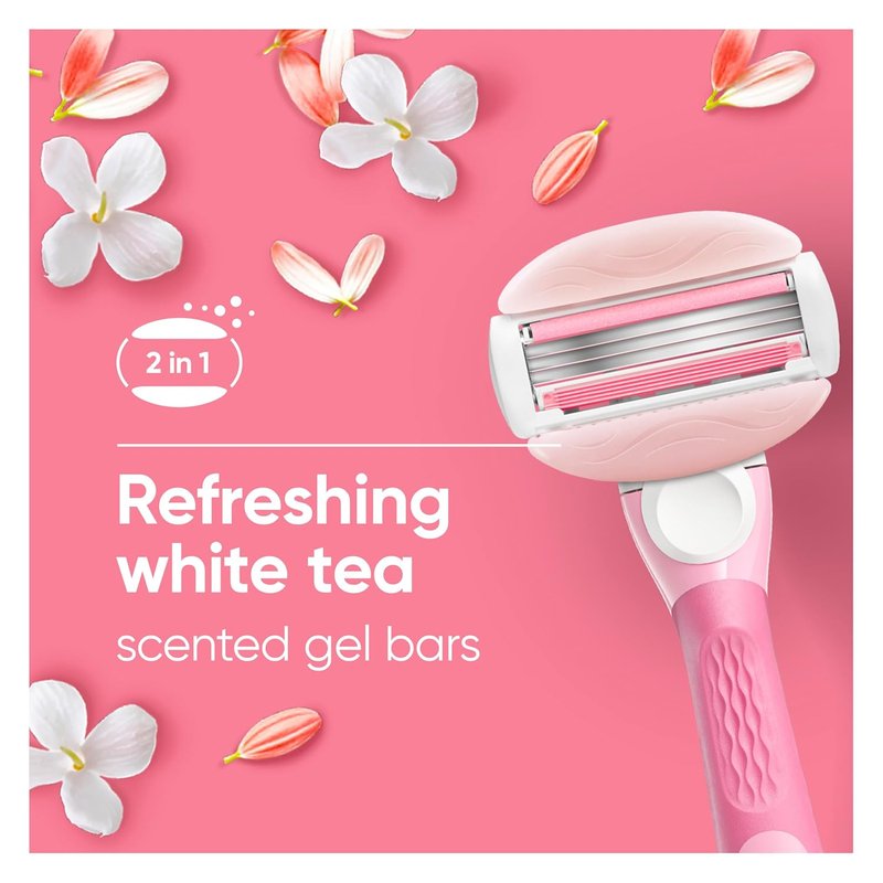 Gillette Venus Razor Blades - ComfortGlide White Tea, 3-Blade Refills, 6 Count for Smooth Shaving