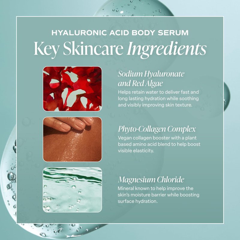 Saltair Hyaluronic Acid Body Serum – Hydrating Body Lotion for Smoother Looking Skin – Sheer Gel Moisturizer with Sodium Hyaluronate & Red Algae – Fragrance-Free HA Hydrator – 13oz Pump Bottle
