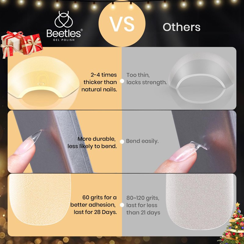 Beetles Gel Nail Tips 576Pcs Pre-shape Short Almond Etch-X Nail Tips,12 Sizes Soft Acrylic False Nail Tips Half Matte Full Cover Easy DIY Press On Nail Extensions Art Salon Gift Set for Women