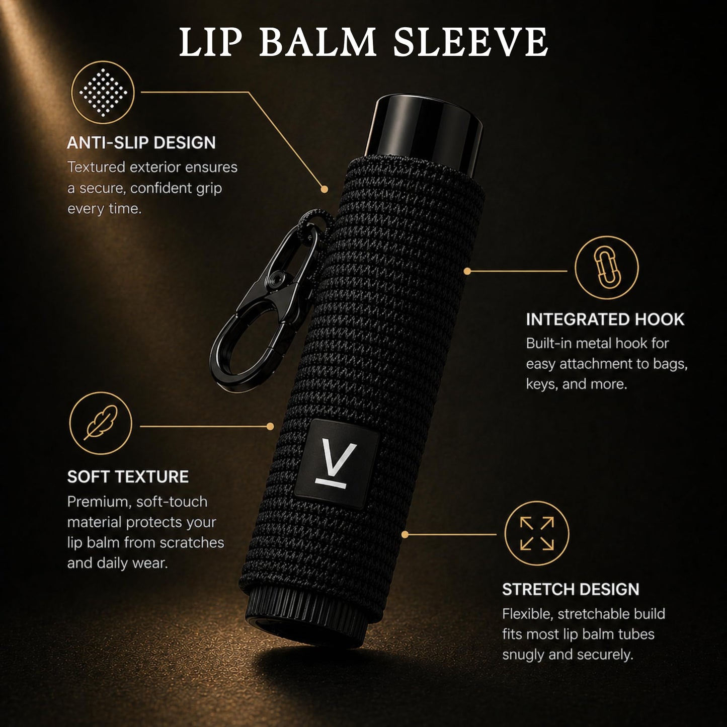 Voyaajer Noir 5 Piece Essential Set | 2-Black 5ML Refillable Cologne-Perfume Atomizers | 1-Black Vegan Leather Case | 1-Black Lip Balm Sleeve Holder | 1-Nail Clipper | Reusable and TSA Compliant.