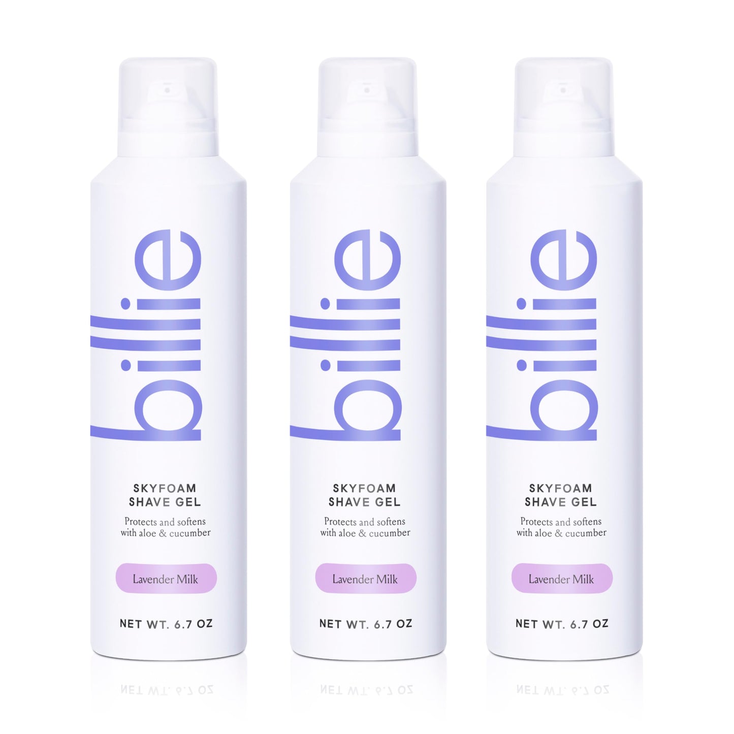 Billie SkyFoam Shave Gel - Lavender Milk Scent - Water-activated Foam - Made With Aloe & Cucumber - For A Close, Smooth Shave - 6.7 fl oz, 3-pack