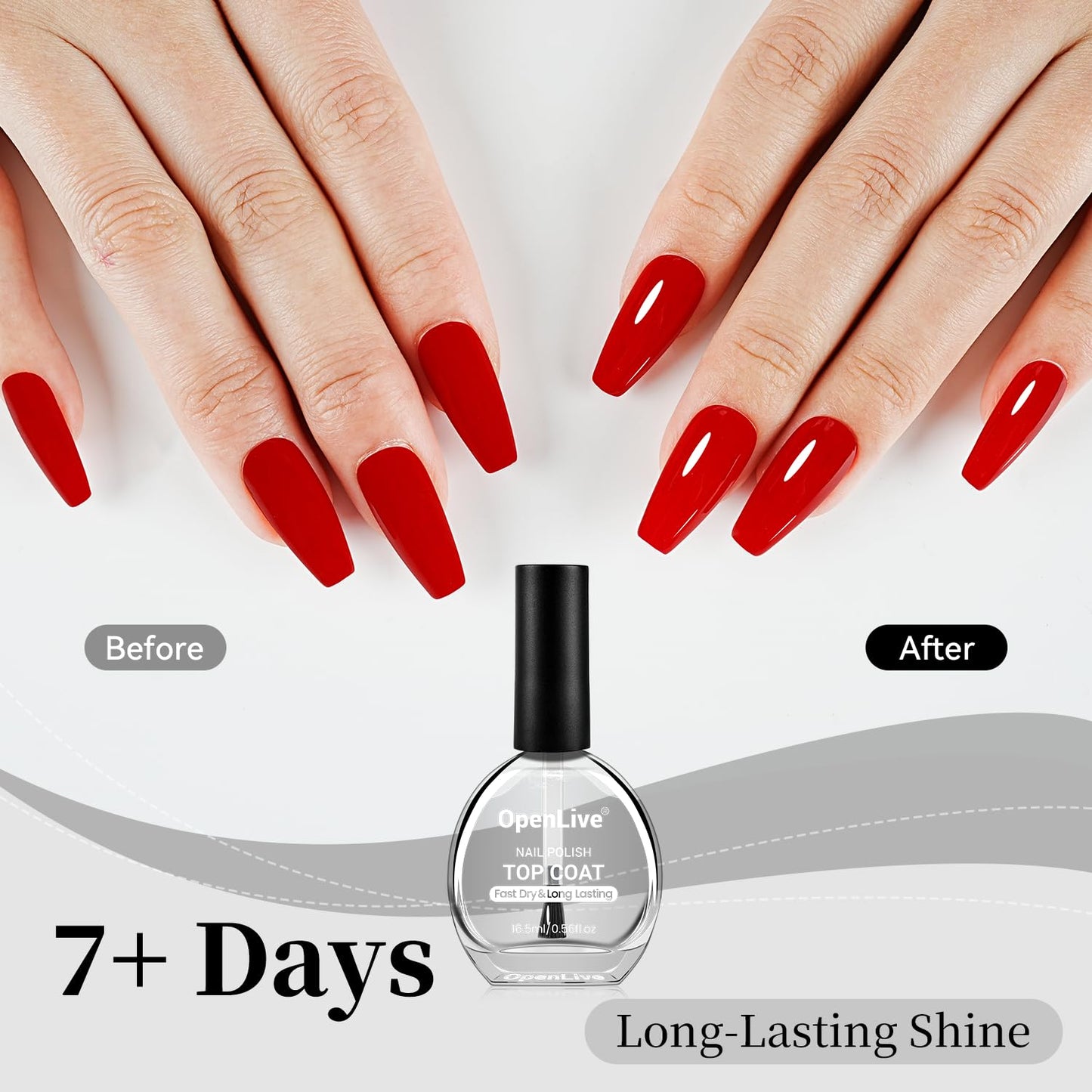 Top Coat Clear Nail Polish - Quick Dry High Gloss Shine | 16.5ml Long-Lasting & Scratch Resistant for Salon Quality DIY Nail Art