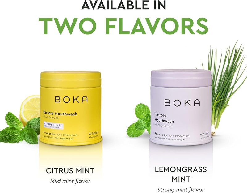 Boka Mouthwash Tablets - Fluoride-Free Hydroxyapatite Chewable Tablets | Travel Size, 90 Pcs, Mint Flavor