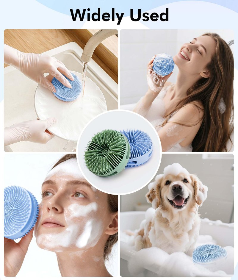 EaTubano Silicone Body Scrubber - 2 Pack Dual-Sided Exfoliating & Massage Scrubber for Women & Men, Rich Foaming Gentle Back Scrubber for All Skin Types (Green+Blue)