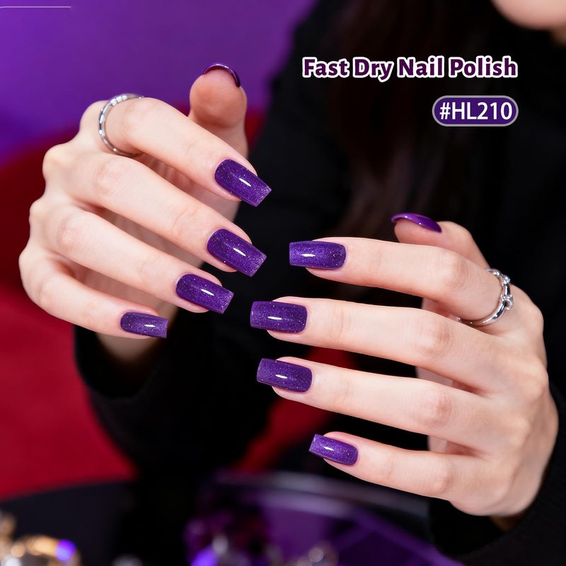 OpenLive Reflective Nail Polish 12 Colors With Base Coat and Top Coat Glitter Red Bule Purple Green Nail Polish Set Quick Dry Sparkle Winter Manicure Long Lasting for Holiday Gift Giving 5ML