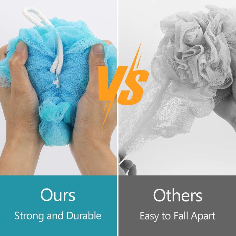 BTYMS XXL Loofah Bath Sponge 100g/pc, Extra Large Shower Puffs Exfoliating Mesh Pouf - Pack of 4