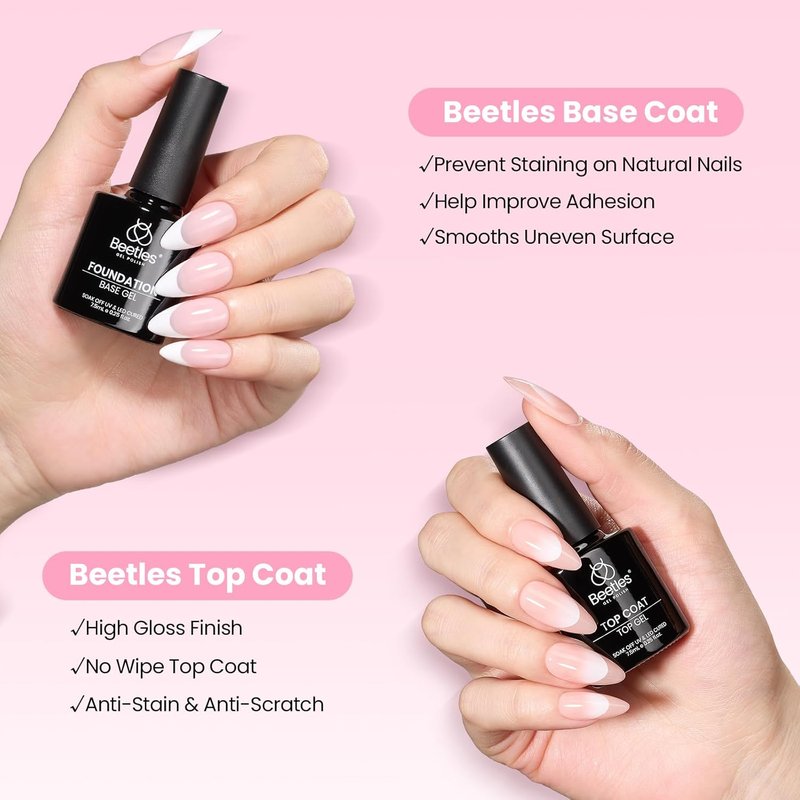 Beetles Gel Nail Kit - Coffin Medium 320pcs Nail Tips with 15g Glue Gel & Mini Lamp | DIY Acrylic Set