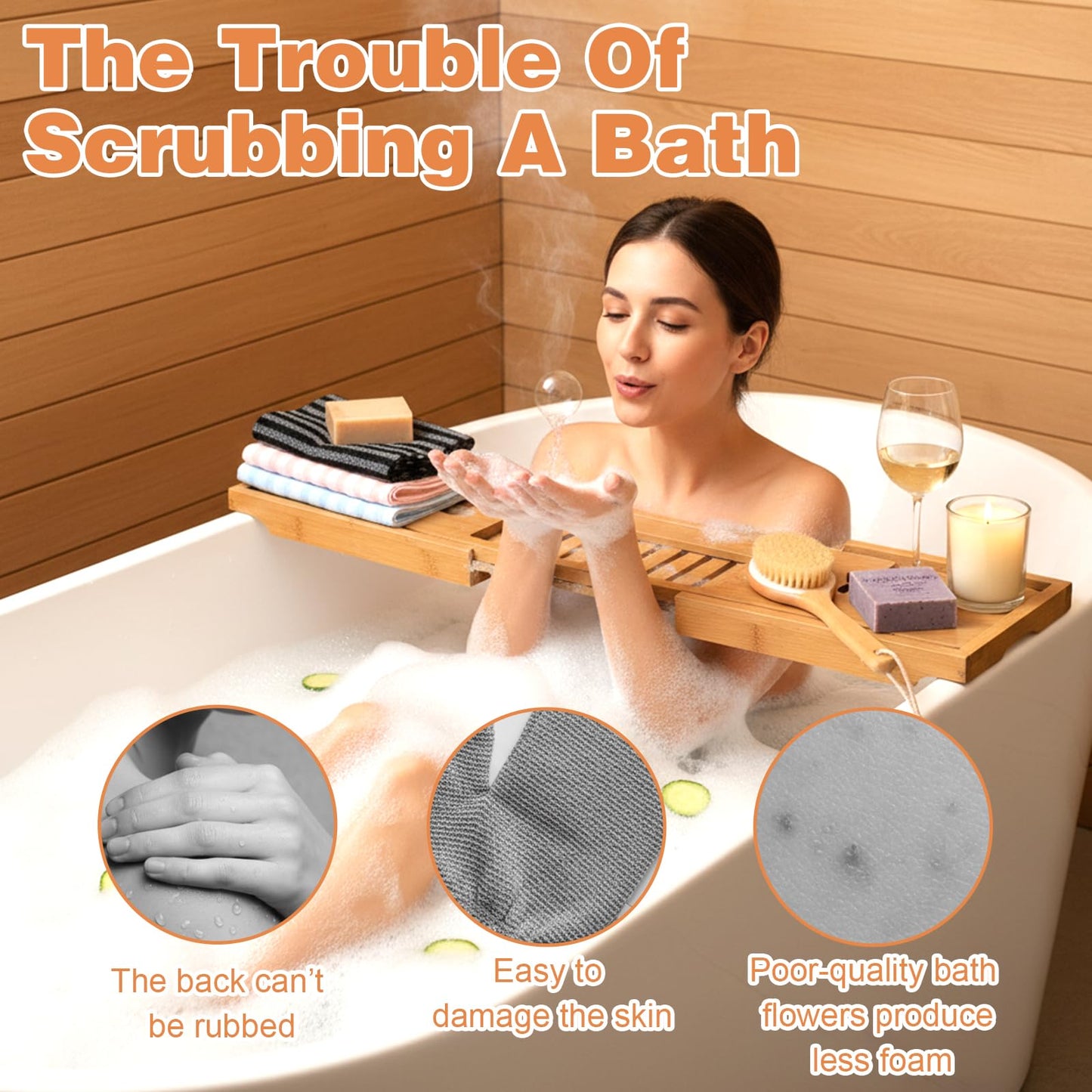 Exfoliating Shower Towel, 38 Inches Scrub Towels for Shower Exfoliating, Stripes Showers Towel for Smooth and Soft Skin (3 Colors, 6 Pcs)