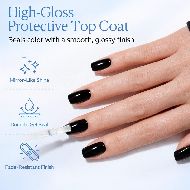 AZUREBEAUTY 18ml Gel Top Coat No Wipe High Gloss Gel Nail Polish Clear Top Coat Long Lasting Shine Finish Soak Off UV LED Nail Lamp for Manicure