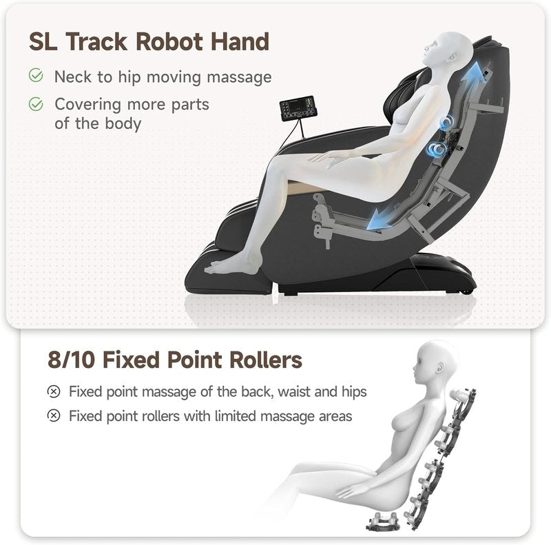 Real Relax 2D SL-Track Massage Chair - Full Body Zero Gravity Recliner with 8 Auto Modes & Voice Broadcast | Black