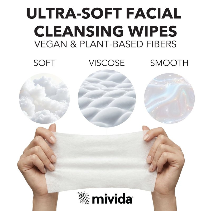 mivida Hypoallergenic Makeup Remover Wipes With Vitamin E, Dermatologist Tested, Alcohol Free & Fragrance Free Makeup Wipes For Sensitive Skin Make Up Remover, Travel Friendly 2 × 25 Count
