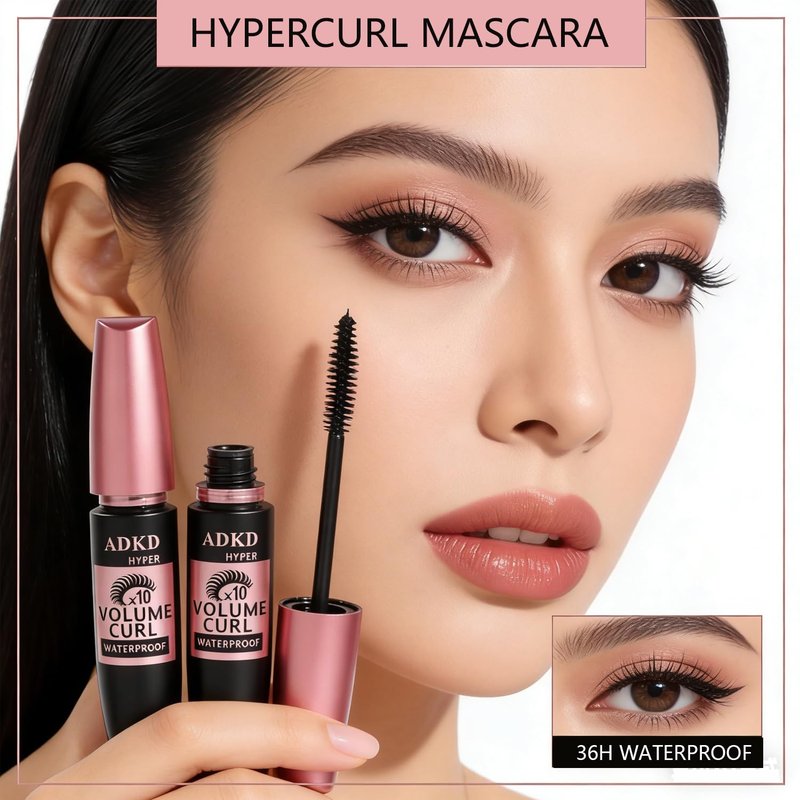 4D Silk Fiber Lash Mascara Waterproof Volume Lengthening Thick Curly Eyelash Makeup Lengthening Curling Smudge Proof Long Lasting Black Eyelash No Clumping