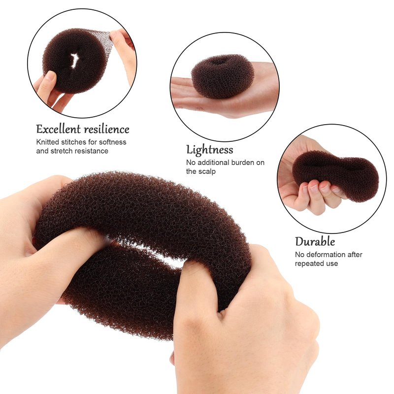 HOFASON Hair Bun Maker Donut Kit - 24 Pcs Mini Doughnut Shapers for Short & Thin Buns, Ballet Style Hair Accessories, Size S/2.36 In, Brown