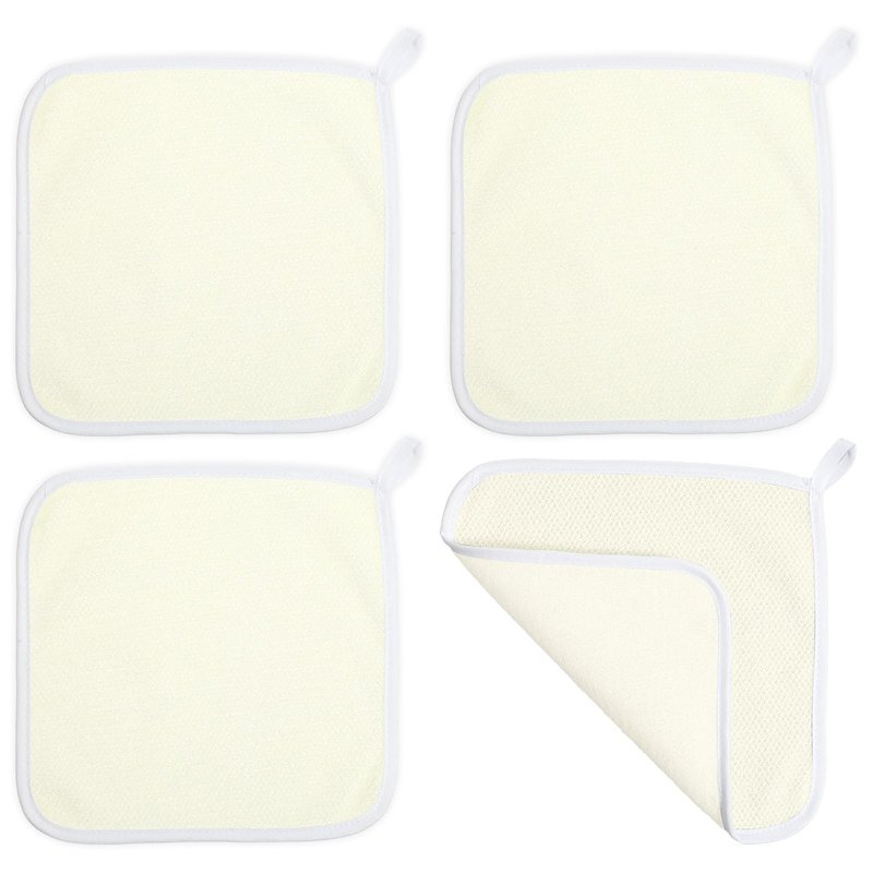 Aphumedc 4PCS Exfoliating Washcloth Set - Soft Weave Towel for Face Body, Body Scrubber for Dead Skin Thin Wash Rags for Travel - Beige Exfoliating Towel Pack
