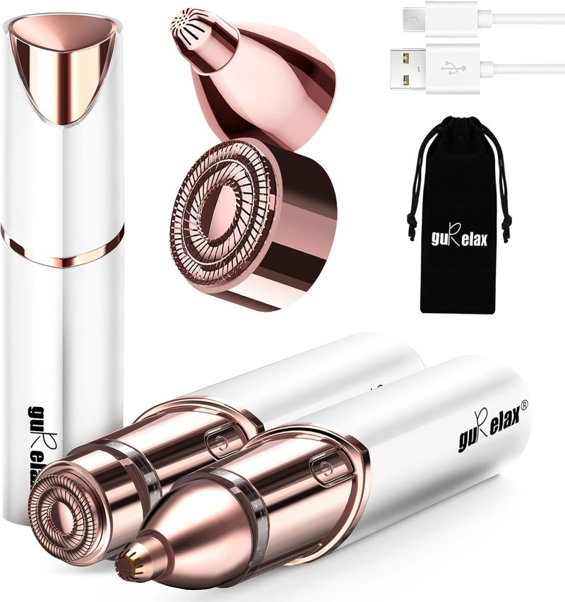 Eyebrow Facial Trimmer - 2-in-1 Rechargeable Hair Removal & Eyebrow Shaver | Painless Razor with Replacement Heads
